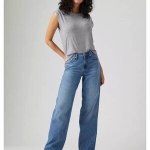 Levi's Women's 28x30 Baggy Dad Linen + Denim Lightweight Jeans Medium Wash
